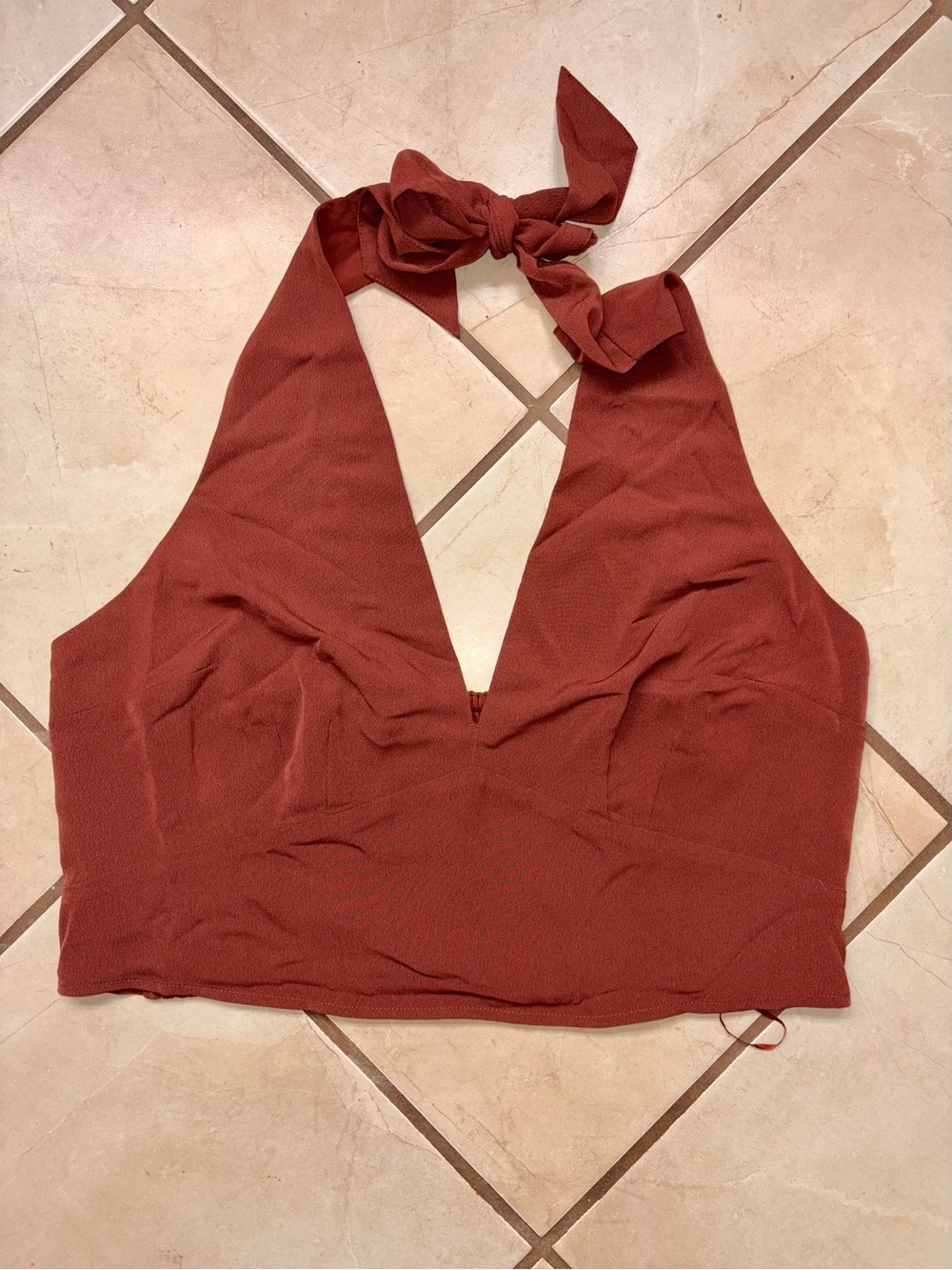 Abercrombie & Fitch XL Rust Red Halter Tie Neck Crop Top NWT